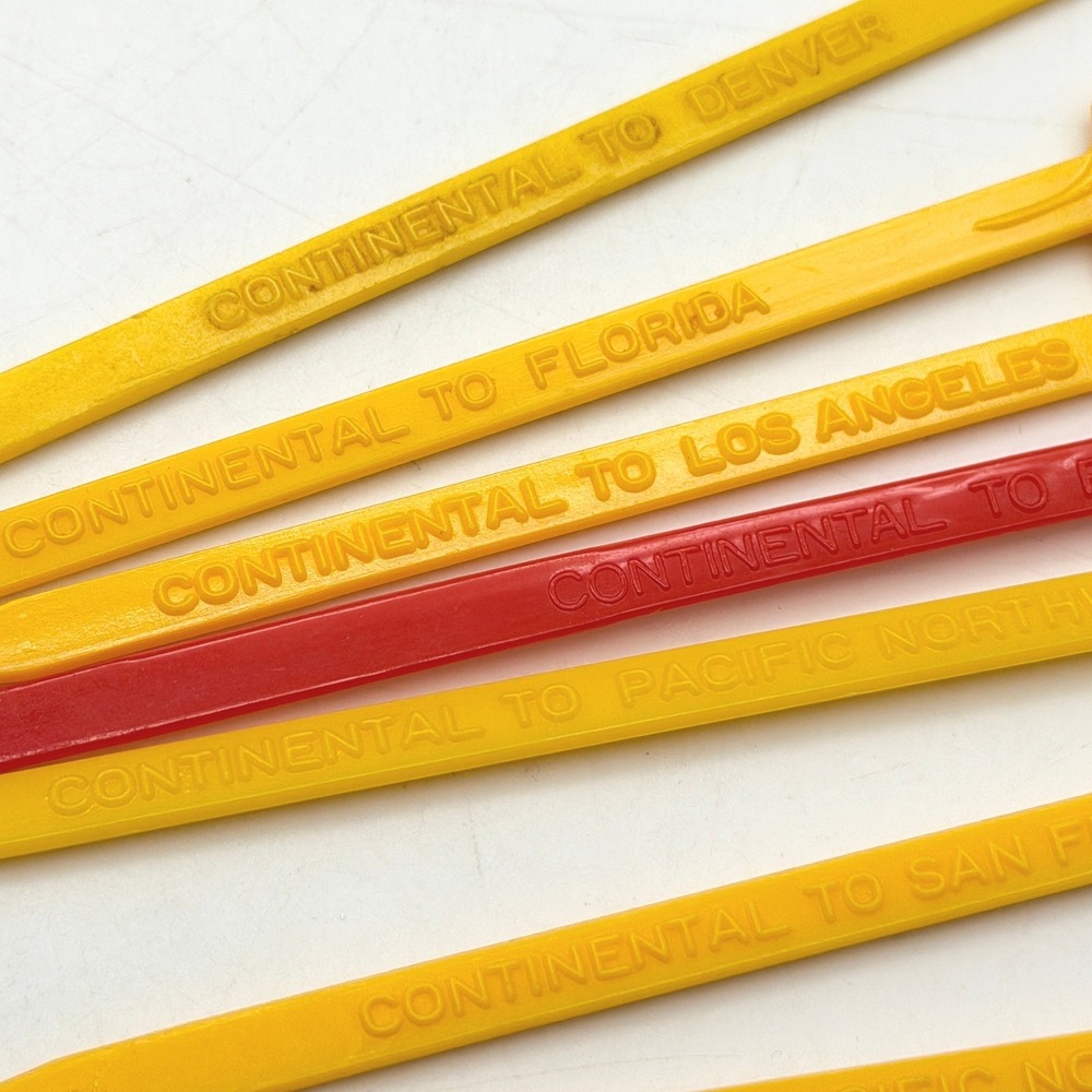 VTG Continental Airlines Swizzle Sticks Lot 11 Plastic Drink Stirrers Tiki - Picture 7 of 12